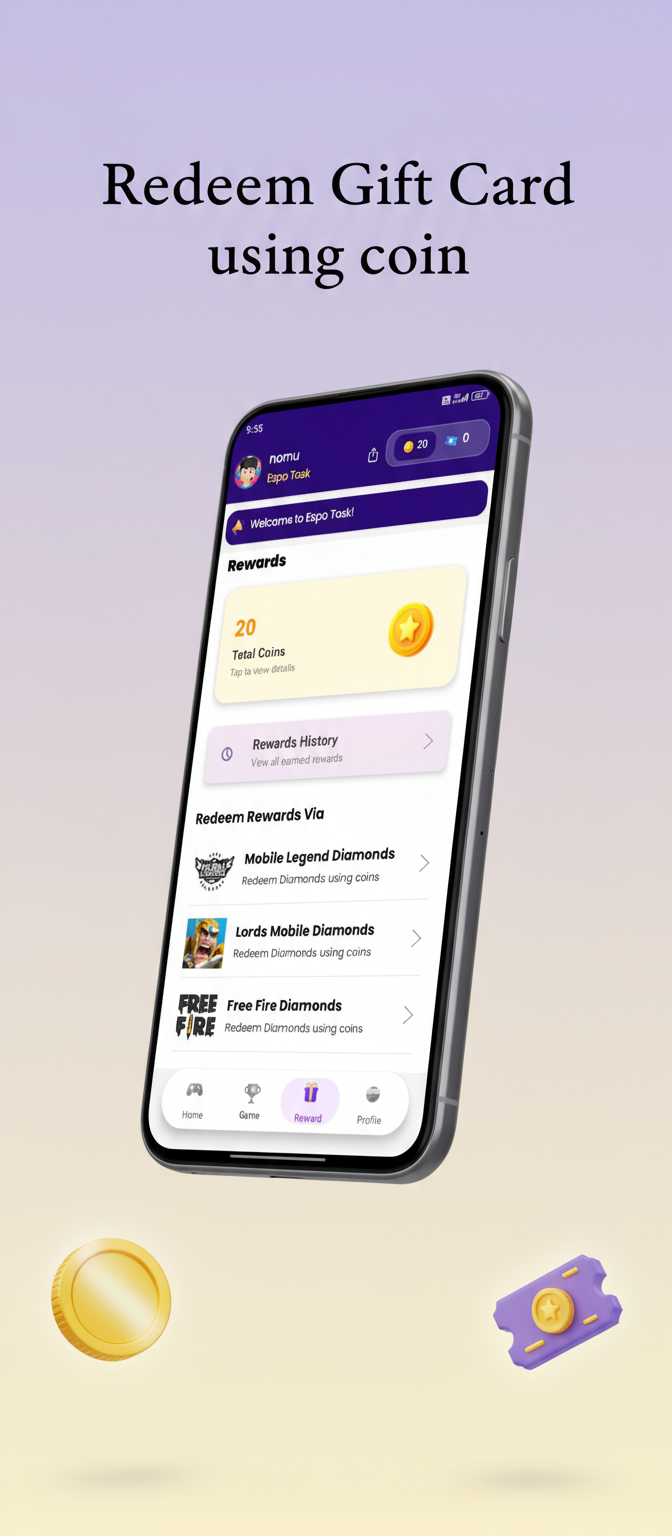EspoTask reward redemption screen
